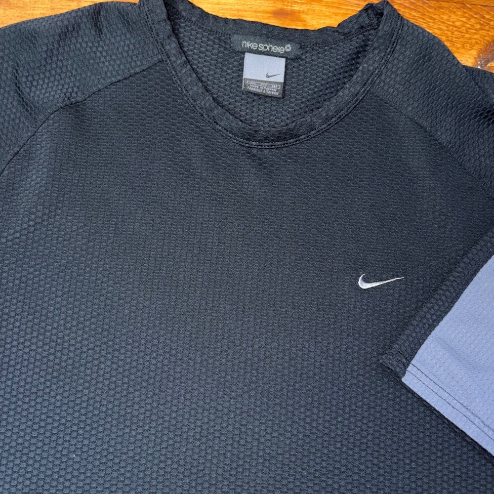 Vintage Nike Sphere Shirt Mens XXL Black Gray Waffle Knit Short Sleeve Tech Tee